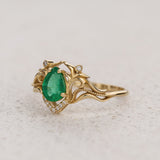READY TO SHIP: Lida small ring with natural emerald, 14K yellow gold, AVAILABLE RING SIZES: 5.5 - 8.5 US