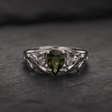 Engagement Ring with Natural Green Sapphire & Diamonds / Wisteria