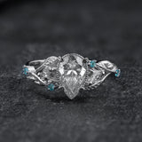 Engagement Ring with Pear-Cut Diamond & (Natural) Paraiba Tourmalines / Patricia - Eden Garden Jewelry™