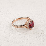 Engagement Ring with Round Ruby & Rich Diamond Halo / Florentina - Eden Garden Jewelry™