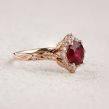 Engagement Ring with Round Ruby & Rich Diamond Halo / Florentina - Eden Garden Jewelry™