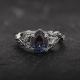 Lab alexandrite rose gold engagement ring, nature inspired proposal ring / Patricia