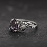 Lab alexandrite rose gold engagement ring, nature inspired proposal ring / Patricia