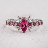 READY TO SHIP: Verbena ring with natural rose tourmalines and lab diamonds, 14K white gold, AVAILABLE RING SIZES: 5.5 - 8.5 US
