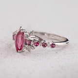READY TO SHIP: Verbena ring with natural rose tourmalines and lab diamonds, 14K white gold, AVAILABLE RING SIZES: 5.5 - 8.5 US