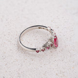 READY TO SHIP: Verbena ring with natural rose tourmalines and lab diamonds, 14K white gold, AVAILABLE RING SIZES: 5.5 - 8.5 US
