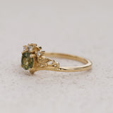 Ivy leaves engagement ring with peridot and diamonds / Ariadne
