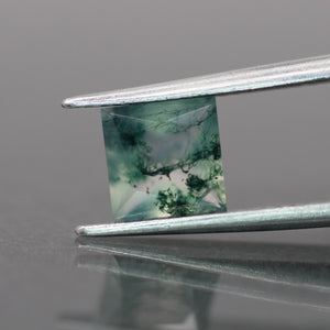 Moss agate | green color, square-cut, 6mm, 1ct - choose yours