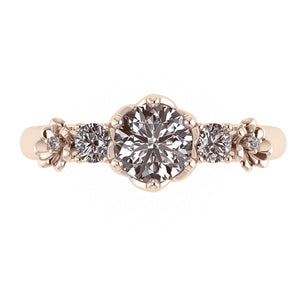 Fiorella round | floral engagement ring setting, 6 mm central gemstone - Eden Garden Jewelry™
