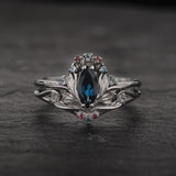 Flower design bridal set with natural topaz, tourmalines and aquamarines / Iris - Eden Garden Jewelry™