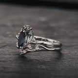 Flower design bridal set with natural topaz, tourmalines and aquamarines / Iris - Eden Garden Jewelry™