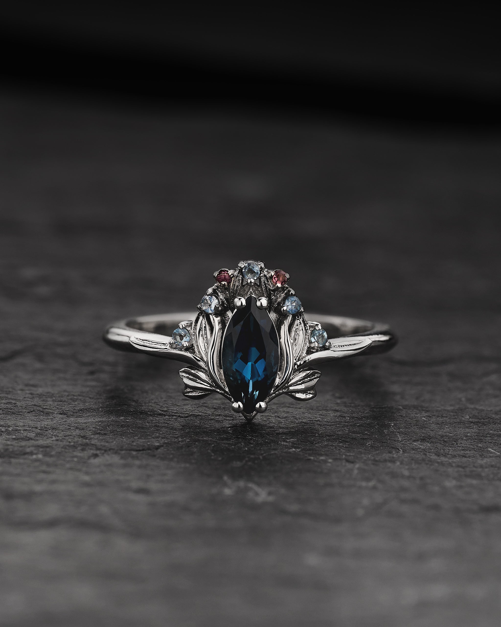 Flower design bridal set with natural topaz, tourmalines and aquamarines / Iris - Eden Garden Jewelry™