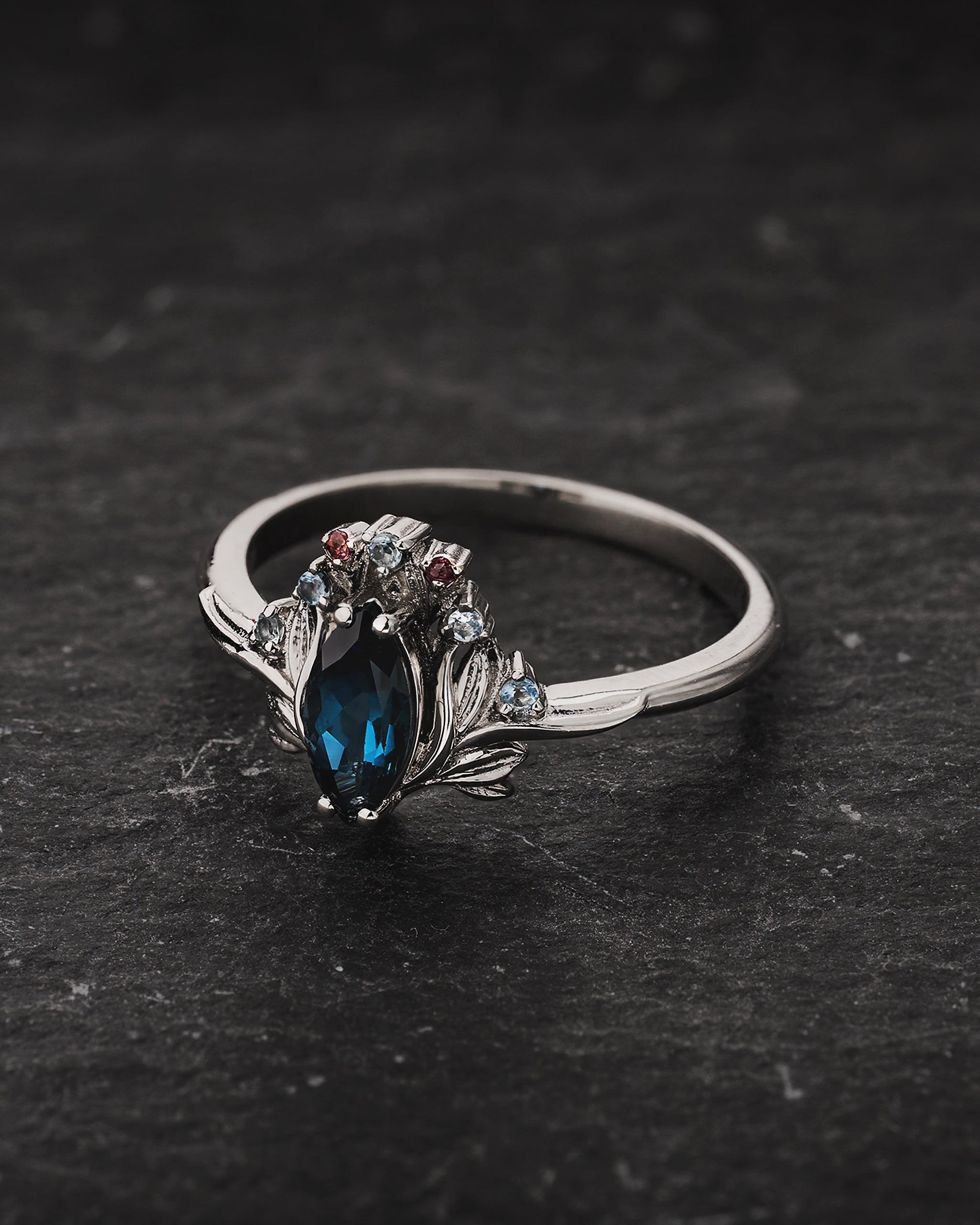 Flower design bridal set with natural topaz, tourmalines and aquamarines / Iris - Eden Garden Jewelry™