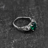 Forest-inspired Engagement Ring with Oval (Lab-grown) Emerald / Arius - Eden Garden Jewelry™