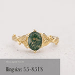 READY TO SHIP: Freesia engagement ring with moss agate, 14K yellow gold, AVAILABLE RING SIZES: 5.5 - 10.5 US - Eden Garden Jewelry™