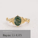 READY TO SHIP: Freesia engagement ring with moss agate, 14K yellow gold, AVAILABLE RING SIZES: 5.5 - 10.5 US - Eden Garden Jewelry™