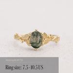 READY TO SHIP: Freesia engagement ring with moss agate, 14K yellow gold, AVAILABLE RING SIZES: 5.5 - 10.5 US - Eden Garden Jewelry™