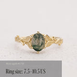 READY TO SHIP: Freesia engagement ring with moss agate, 14K yellow gold, AVAILABLE RING SIZES: 5.5 - 10.5 US - Eden Garden Jewelry™