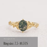 READY TO SHIP: Freesia engagement ring with moss agate, 14K yellow gold, AVAILABLE RING SIZES: 5.5 - 10.5 US - Eden Garden Jewelry™
