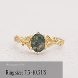 READY TO SHIP: Freesia engagement ring with moss agate, 14K yellow gold, AVAILABLE RING SIZES: 5.5 - 10.5 US - Eden Garden Jewelry™