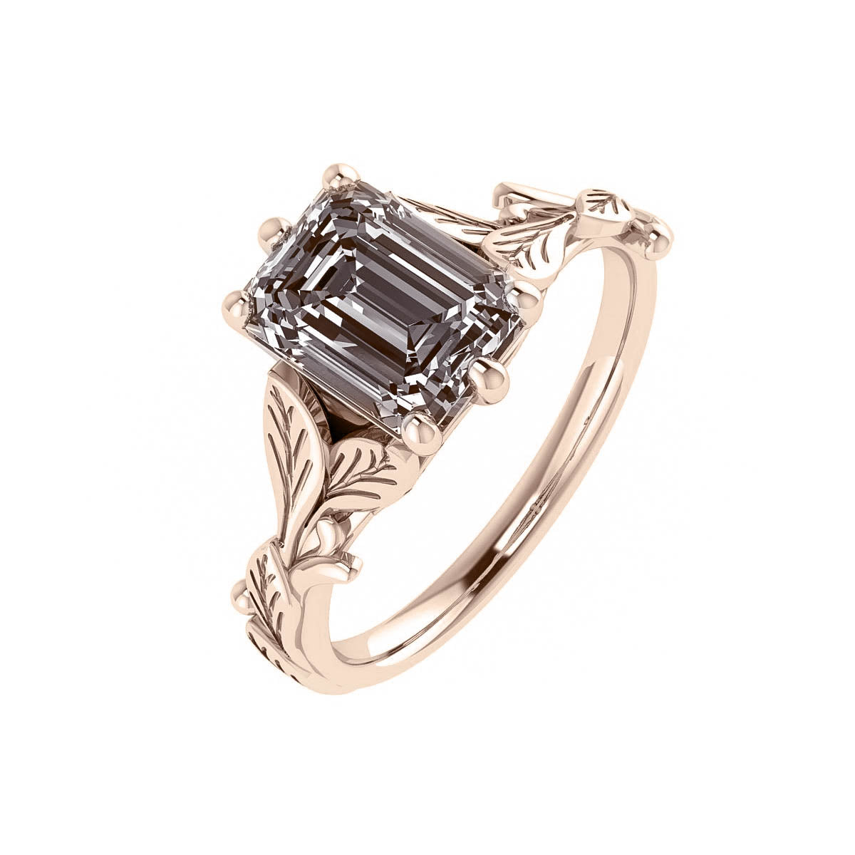 Freesia | custom engagement ring setting, emerald cut 8x6 mm - Eden Garden Jewelry™