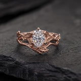 Lab grown diamond leaf engagement bridal set / Freesia - Eden Garden Jewelry™