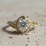 1.7 ct lab grown diamond engagement ring, round cut gemstone gold ring / Undina - Eden Garden Jewelry™