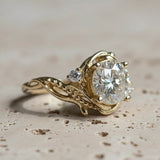 1.7 ct lab grown diamond engagement ring, round cut gemstone gold ring / Undina - Eden Garden Jewelry™