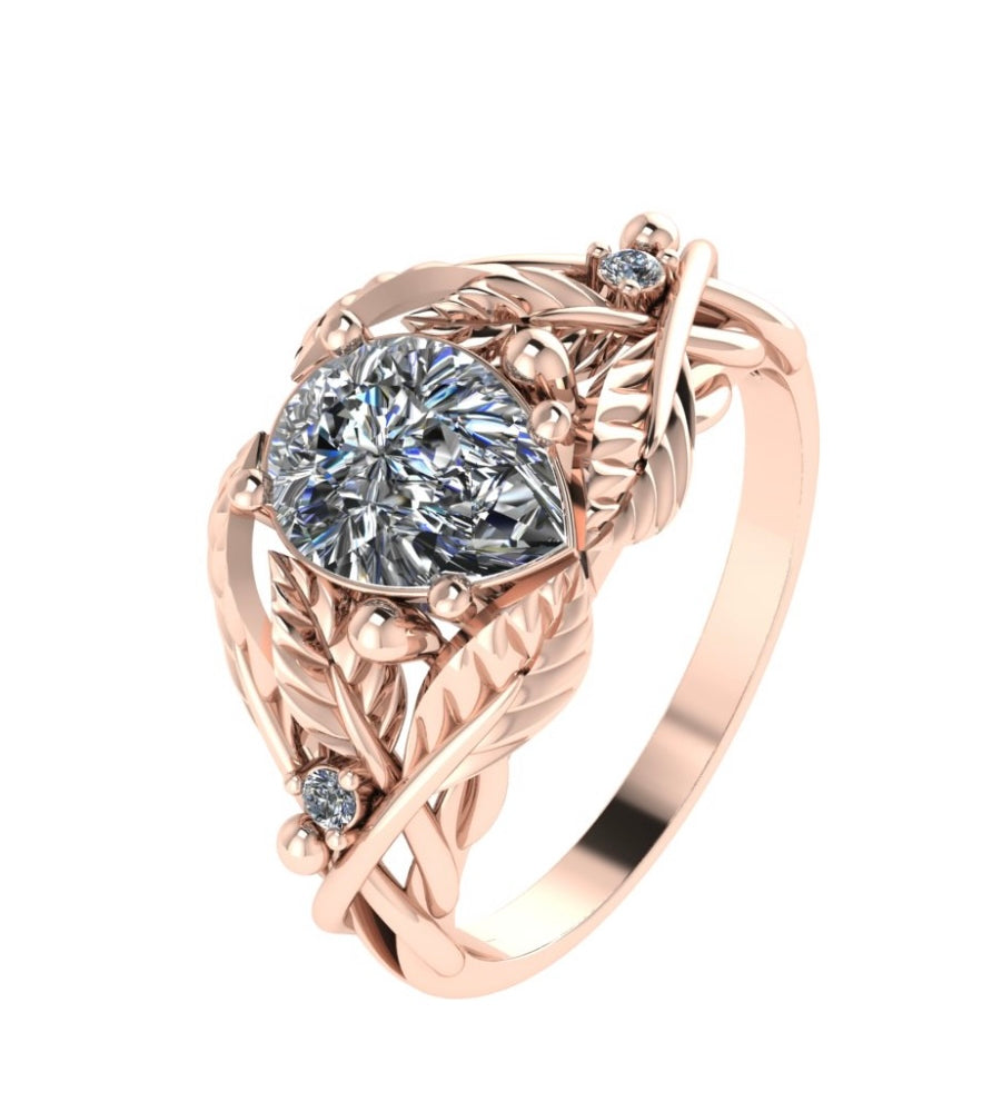 Ring remake: Viola ring for the pear cut sapphire 8x6mm and side diamonds - Eden Garden Jewelry™