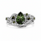 Custom order: Patricia bridal set with rutile peridot & accent tourmalines