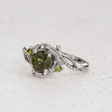 READY TO SHIP Undina bridal set with natural green sapphire and accent tourmalines, 14K white gold, AVAILABLE RING SIZES 6.5 - 9.5 US - Eden Garden Jewelry™