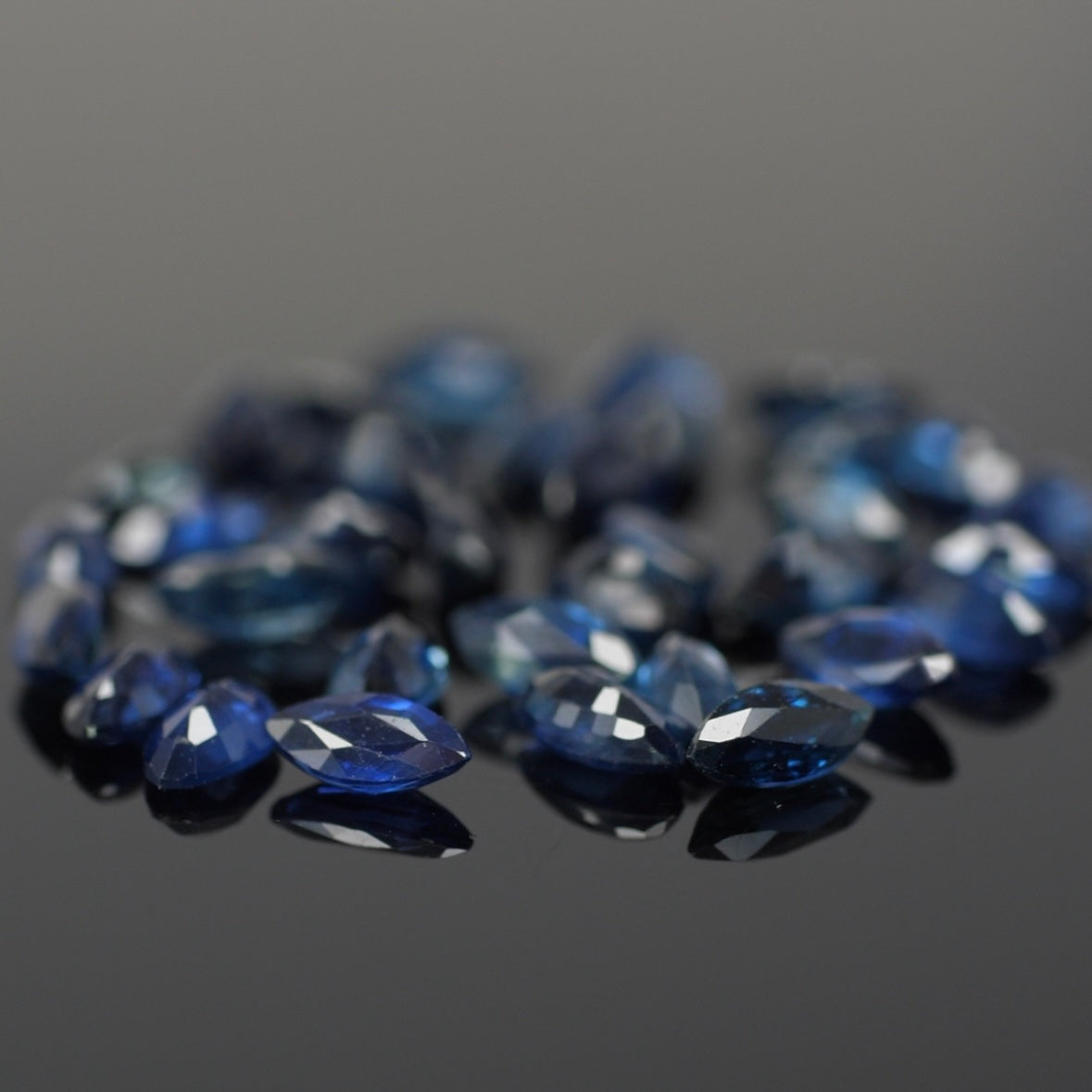 Sapphire | natural, dark blue color, marquise-cut, accent stones - Eden Garden Jewelry™