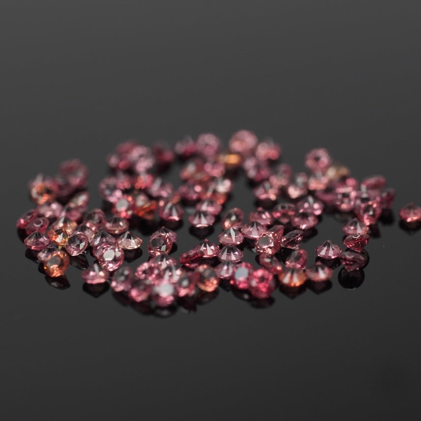 Sapphire | natural, padparadscha color, round-cut, accent stones - Eden Garden Jewelry™
