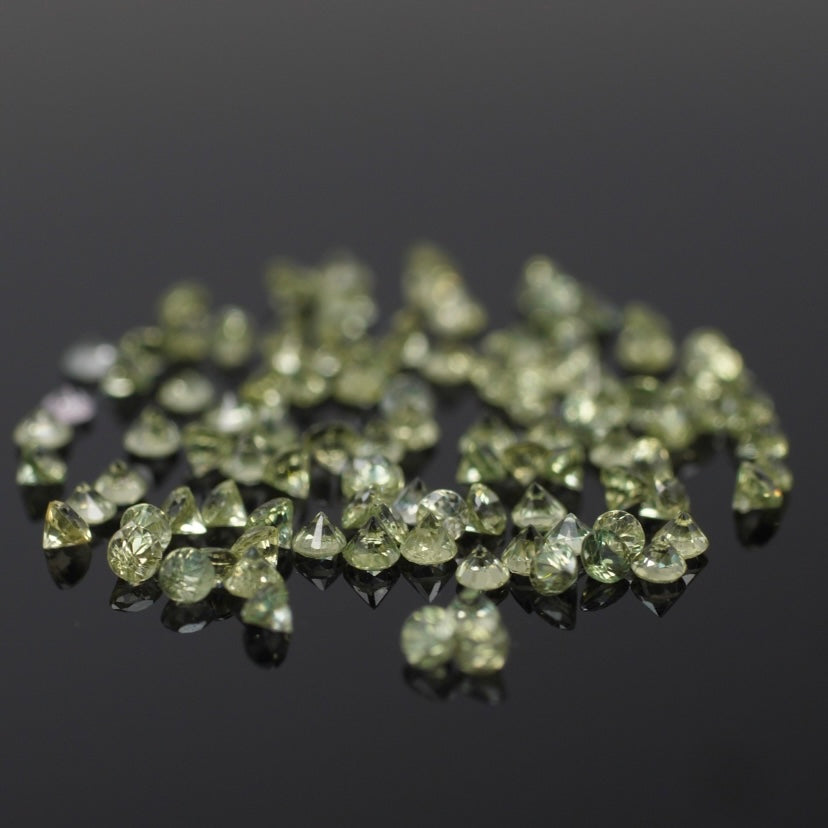 Sapphire | natural, light green color, round-cut, accent stones - Eden Garden Jewelry™