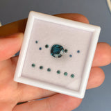 Custom order: Japanese Maple engagement ring with teal sapphires