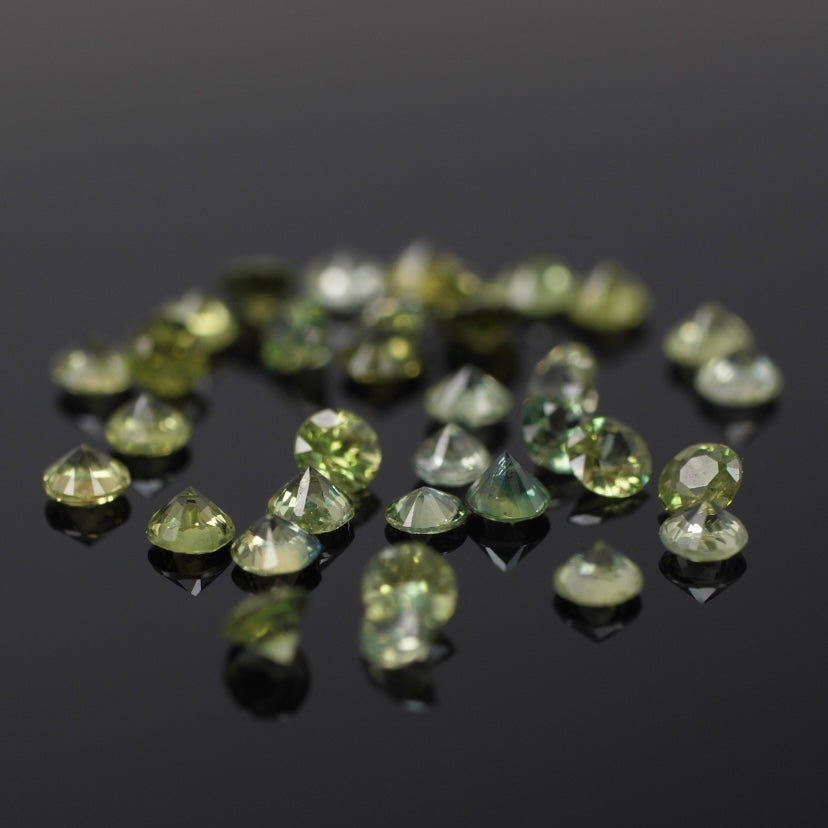 Sapphire | natural, green color, round-cut, accent stones - Eden Garden Jewelry™