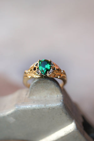 Lab emerald ring, engagement ring for woman / Wisteria - Eden Garden Jewelry™