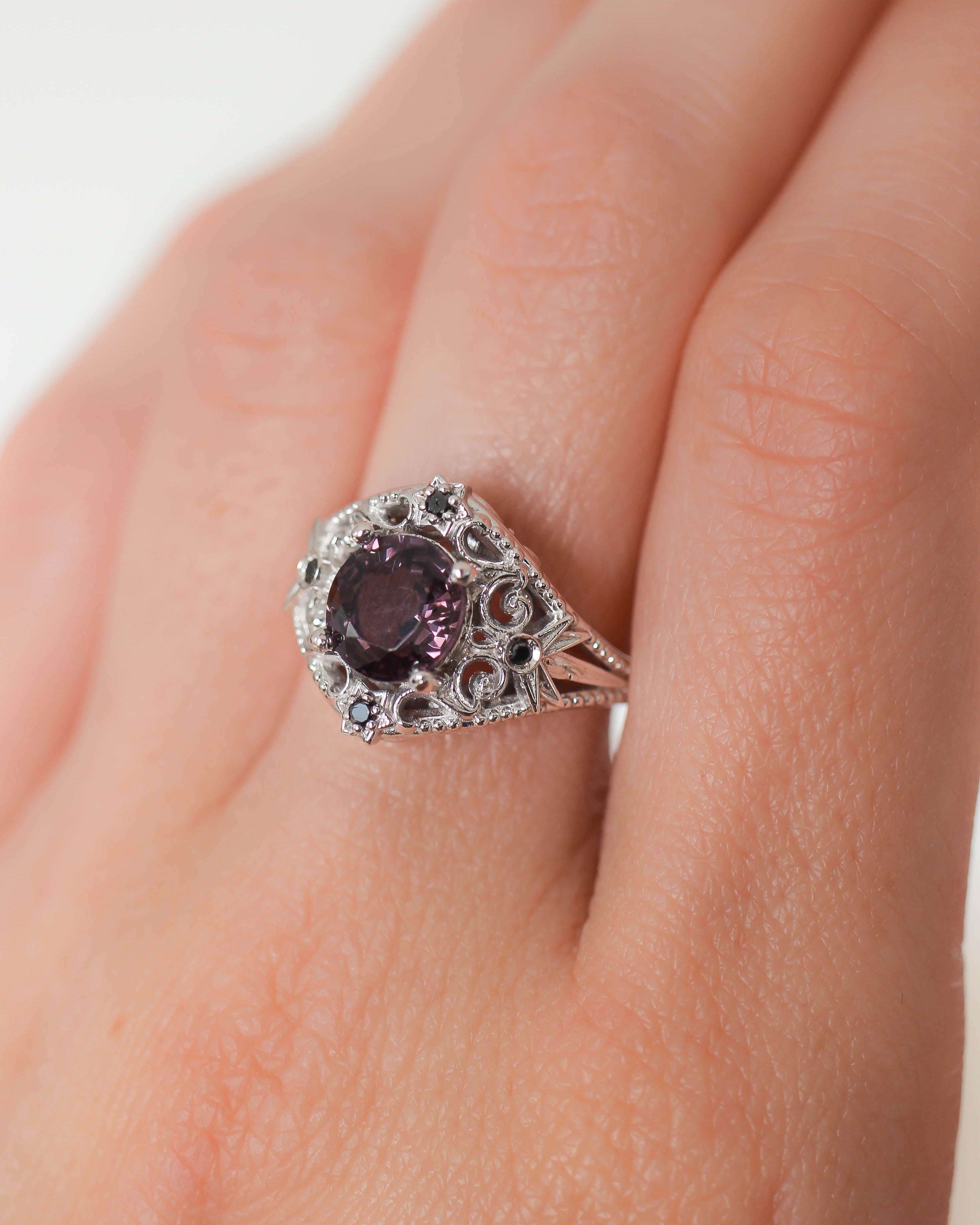 Galaxia | custom engagement ring setting, round-cut 7mm - Eden Garden Jewelry™