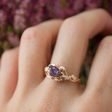 Lab alexandrite ring, trillion cut / Clematis - Eden Garden Jewelry™