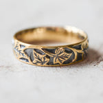 Gold leaf wedding band for man, ivy leaves ring - Eden Garden Jewelry™