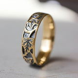 Gold leaf wedding band for man, ivy leaves ring - Eden Garden Jewelry™