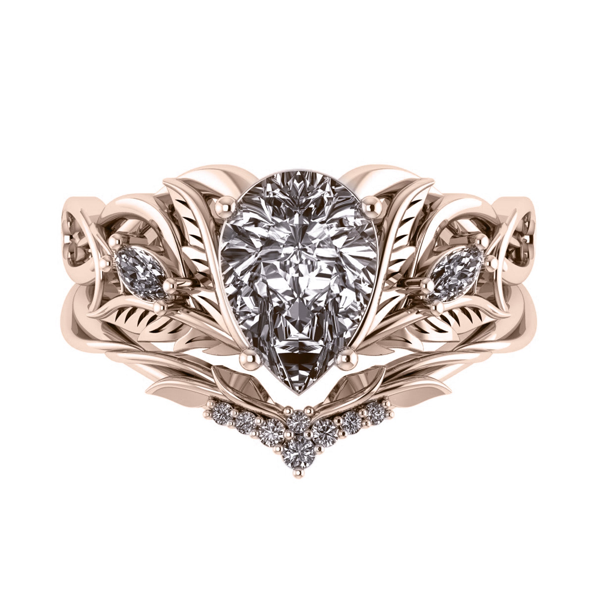 Ikar | custom engagement ring setting, pear cut gemstone 10x7 mm - Eden Garden Jewelry™