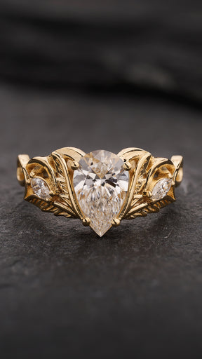 Bridal Set with Lab-grown Diamond Engagement Ring & Matching Band / Ikar - Eden Garden Jewelry™