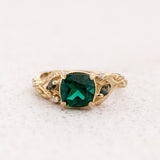 READY TO SHIP: Patricia ring with emerald and accent moss agates & diamonds, 14K yellow gold, AVAILABLE RING SIZES: 5.5 - 8.5 US