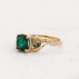 READY TO SHIP: Patricia ring with emerald and accent moss agates & diamonds, 14K yellow gold, AVAILABLE RING SIZES: 5.5 - 8.5 US