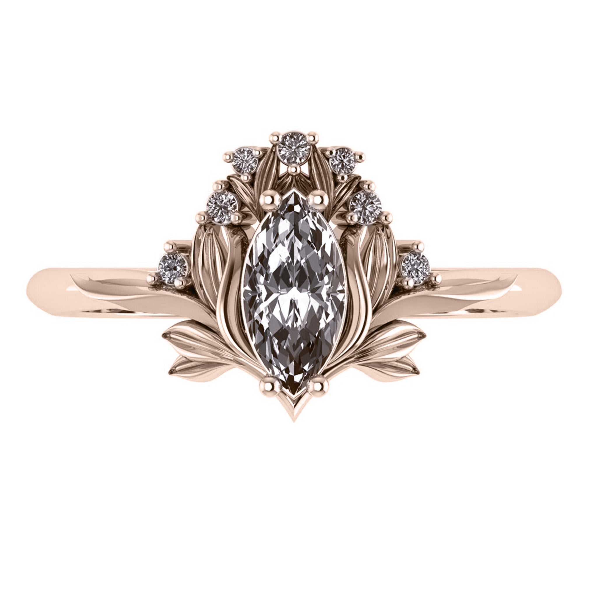 Iris | custom engagement ring setting, marquise cut gemstone 8x4 mm - Eden Garden Jewelry™
