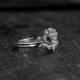 Ivy Leaves Bridal Set with Trillion-Cut  (Lab-grown) Diamond / Ariadne - Eden Garden Jewelry™