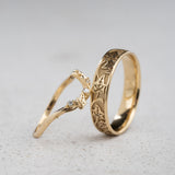 Ivy Leaves Wedding Band Set for a Nature-Loving Couple - Eden Garden Jewelry™