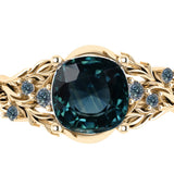 Custom order: Japanese Maple engagement ring with teal sapphires