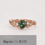 READY TO SHIP: Japanese Maple engagement ring with moss agate and diamonds, 14K rose gold, AVAILABLE RING SIZES: 7.5 - 10.5 US - Eden Garden Jewelry™